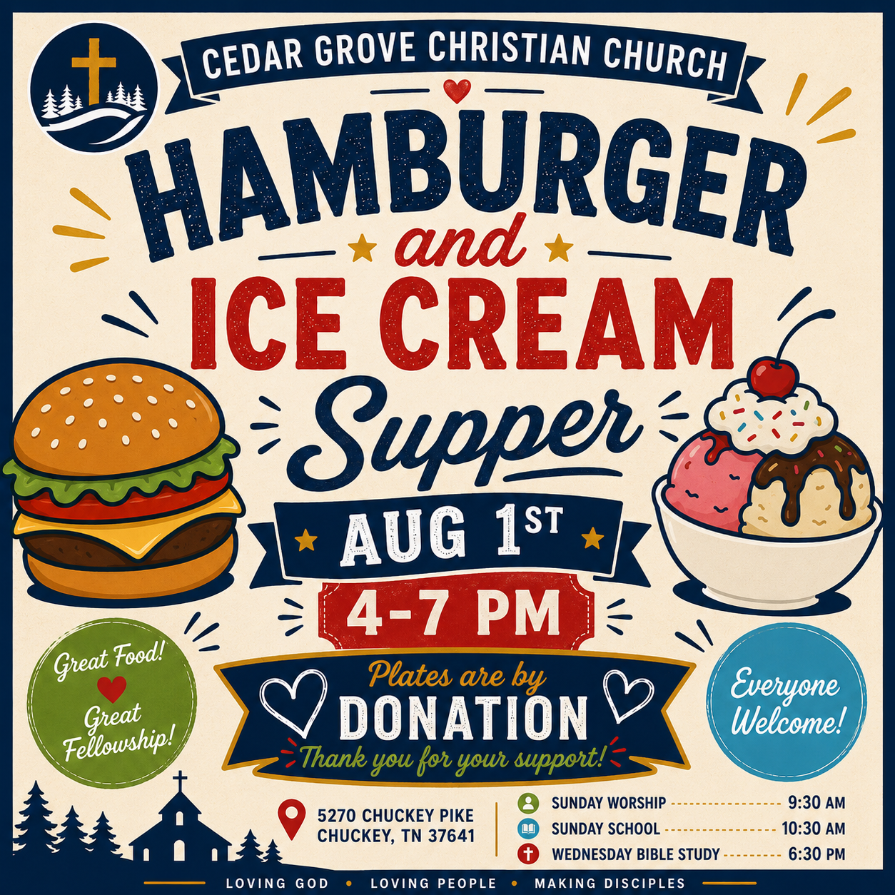 Hamburger and Ice Cream Supper